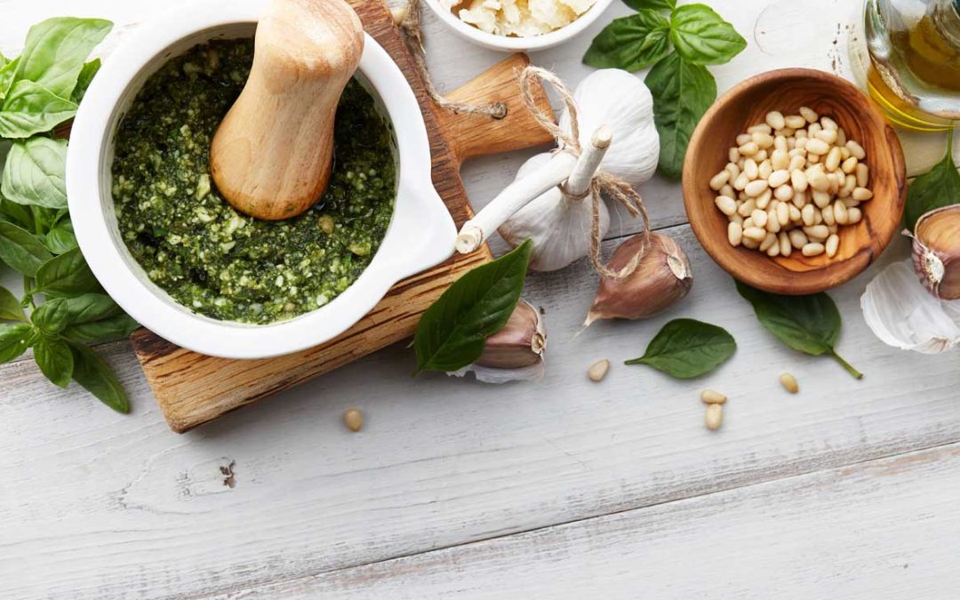 Mortaio e pestello per pesto